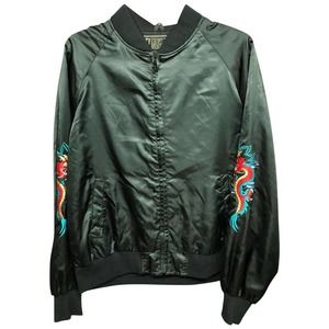 TAMPA EMBROIDERED BLACK SATIN NYLON JACKET XL